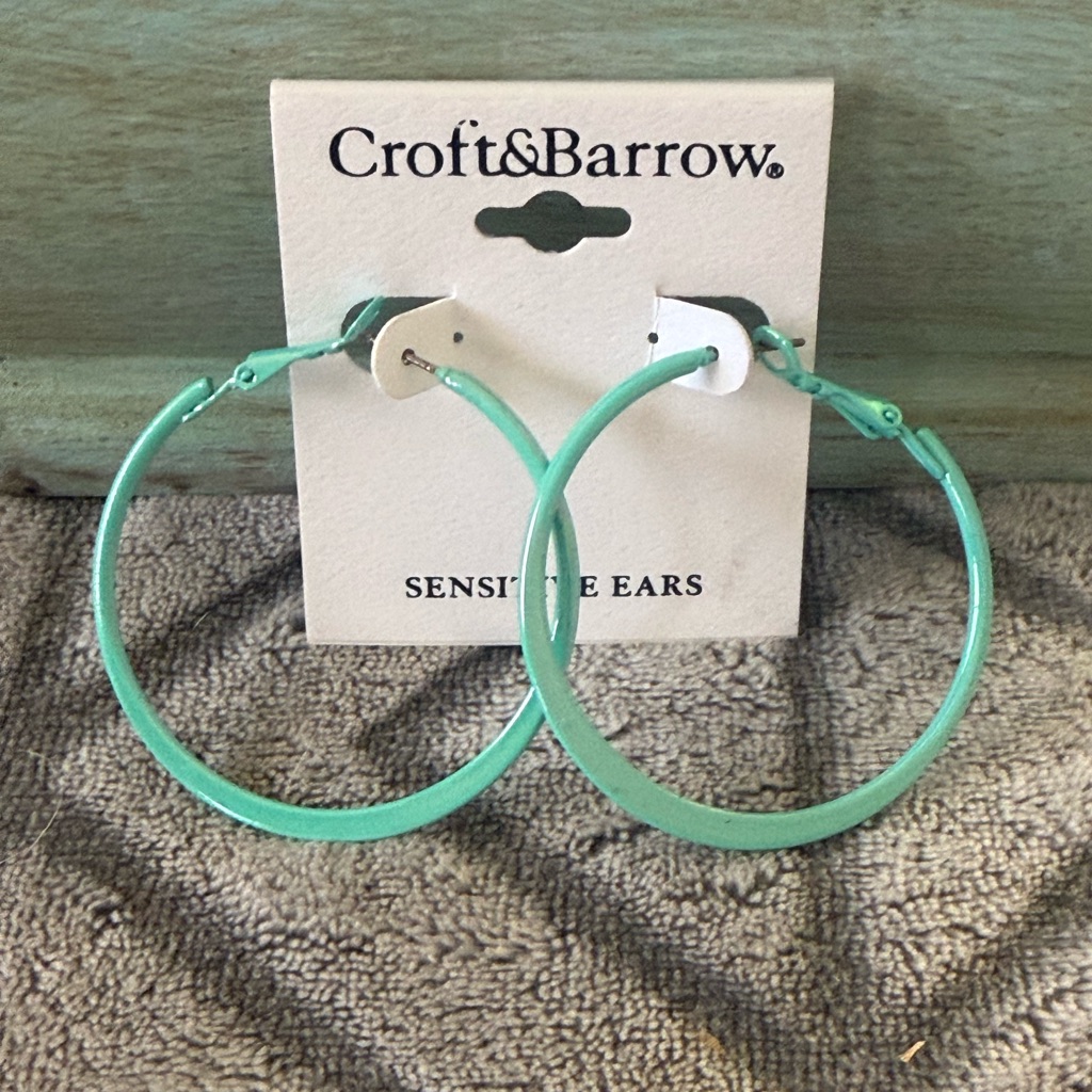4 For $10 Nwt Croft & Barrow Aqua Hoop Earrings